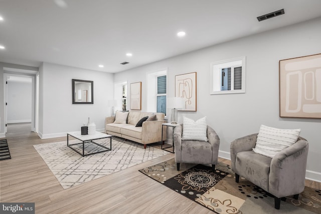 living room featuring light hardwood / wood-style floors