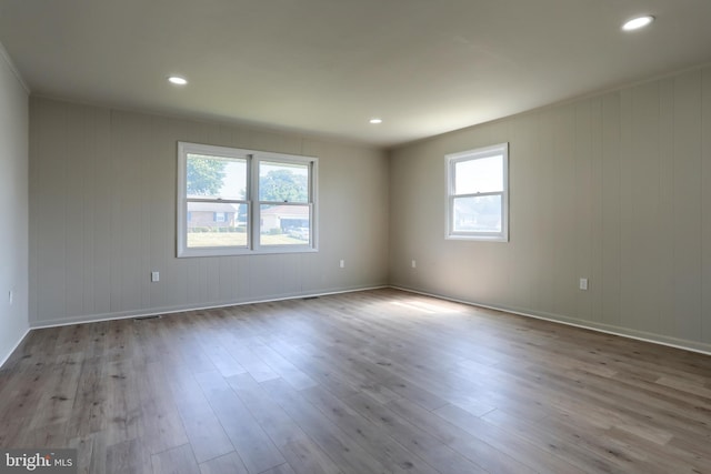 unfurnished room with light hardwood / wood-style flooring and plenty of natural light