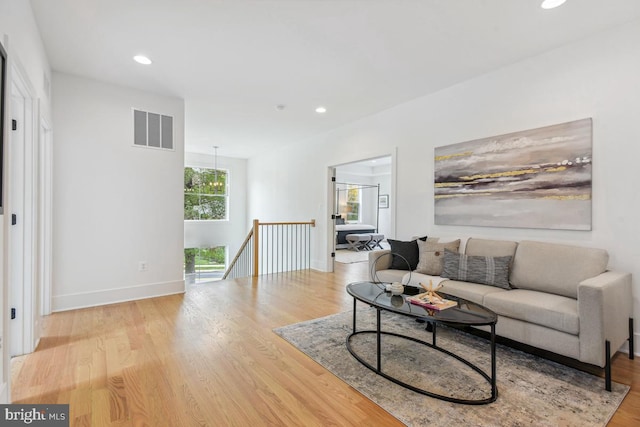 living room featuring light hardwood / wood-style flooring