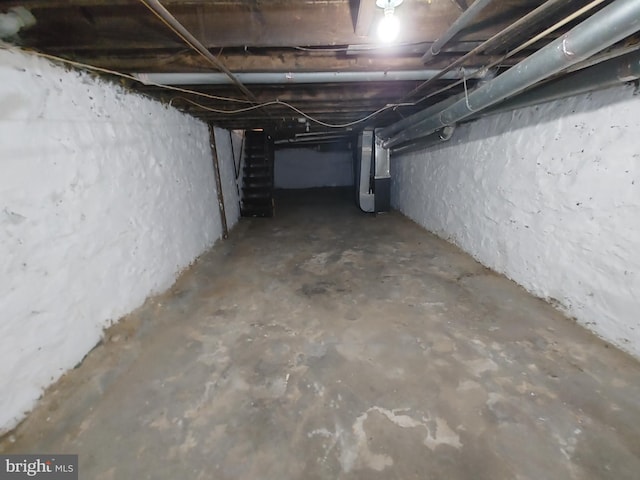 basement with heating unit