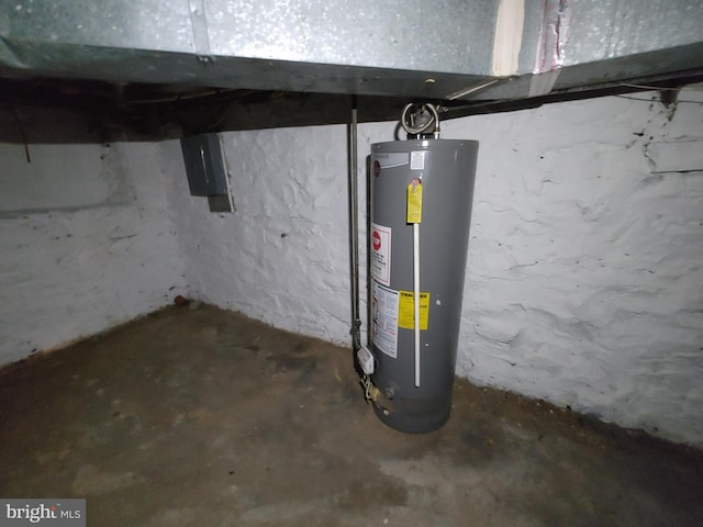 basement with water heater