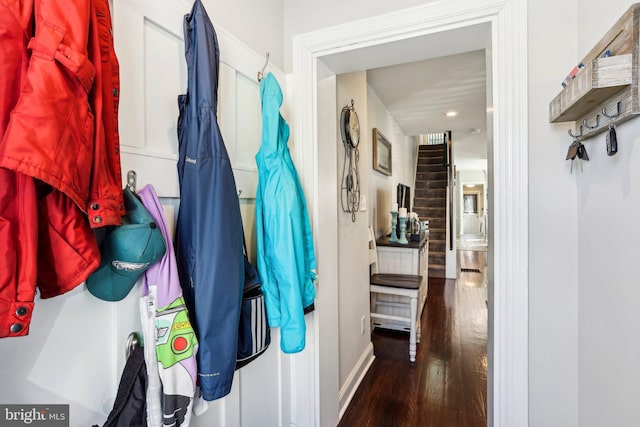 mudroom featuring hardwood / wood-style floors