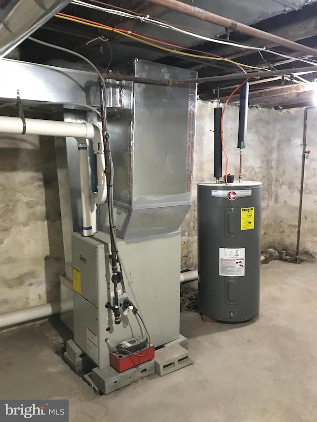 utility room with water heater