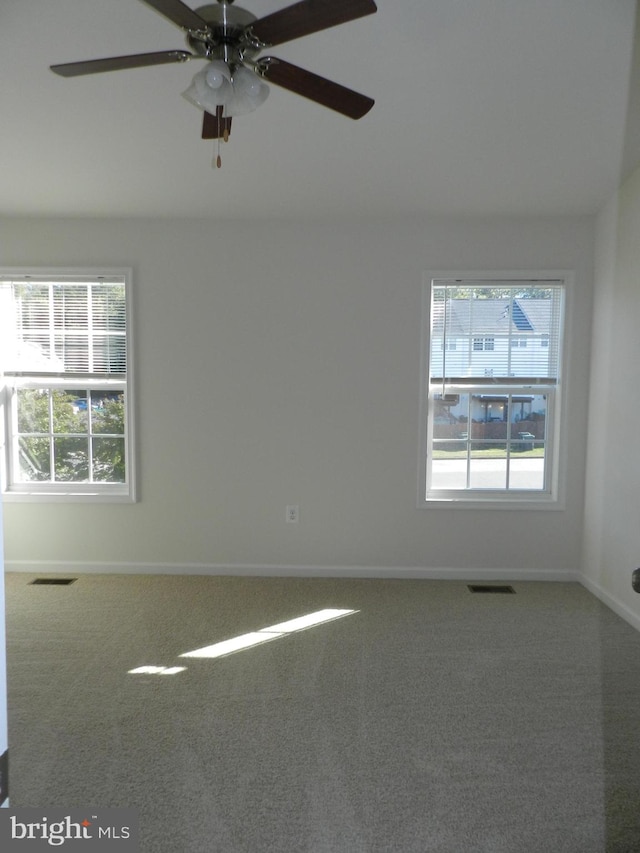 unfurnished room featuring plenty of natural light and carpet floors