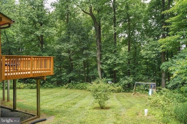 view of yard featuring a deck