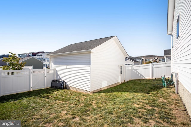 view of property exterior with a lawn