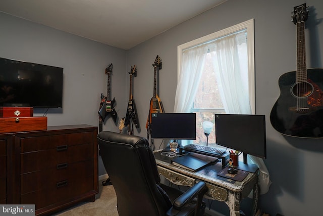 office area with light colored carpet