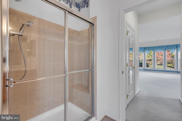 bathroom featuring walk in shower