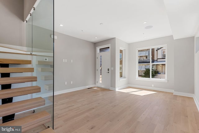 entryway with light wood-type flooring