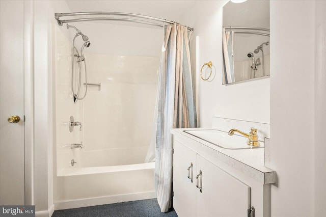 bathroom featuring vanity and shower / tub combo