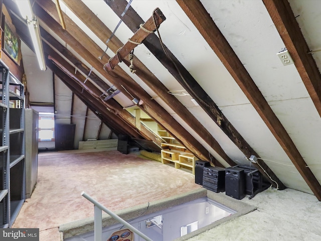 view of unfinished attic