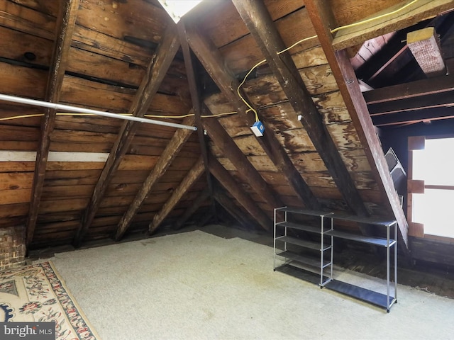 view of unfinished attic