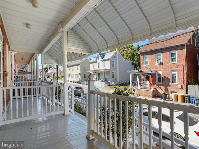 wooden deck with cooling unit