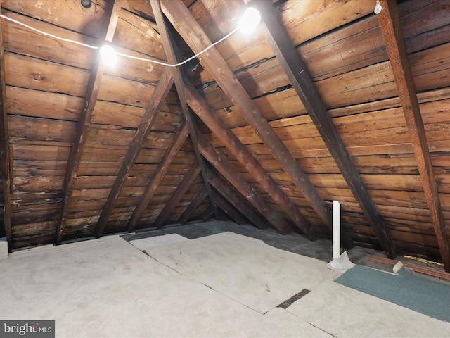 view of unfinished attic