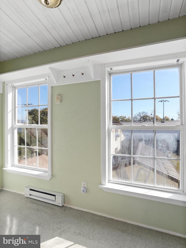 interior space with a baseboard radiator