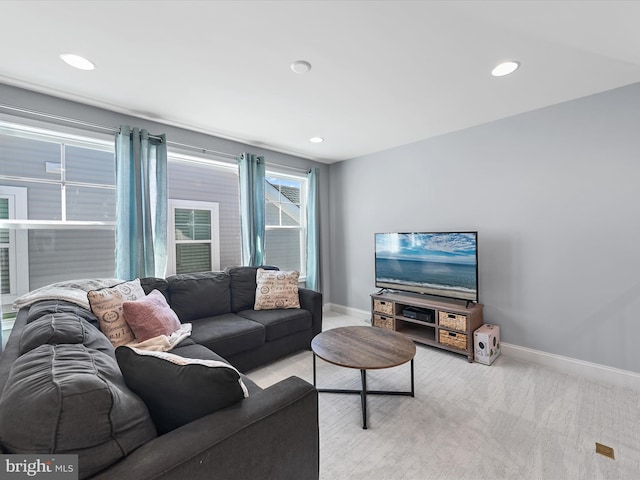 30579 Canary Way Unit 5, Ocean View, DE 19970 - living area with baseboards, light carpet, and recessed lighting
