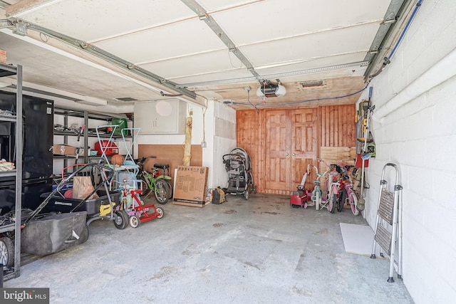 garage with a garage door opener