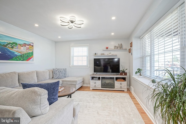 living room featuring light hardwood / wood-style floors