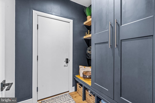 mudroom featuring light wood-type flooring