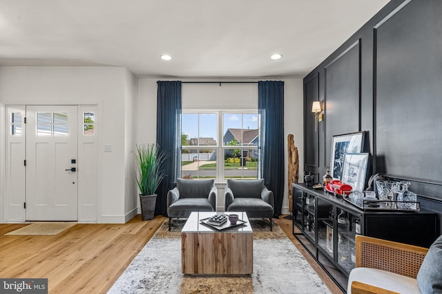 living room featuring light hardwood / wood-style flooring