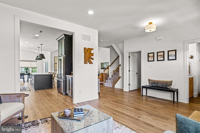 living room featuring wood-type flooring