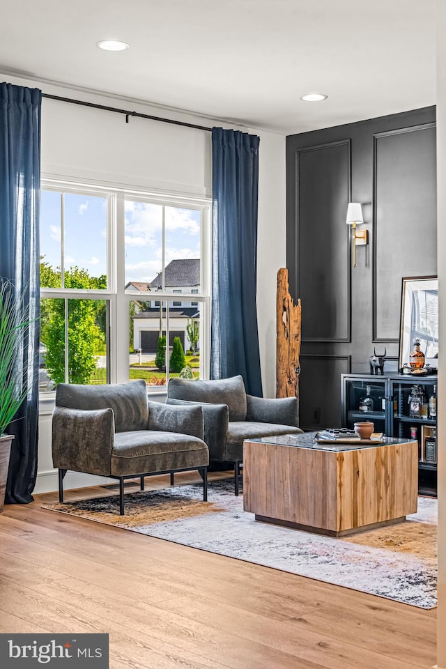 living room with light wood-type flooring