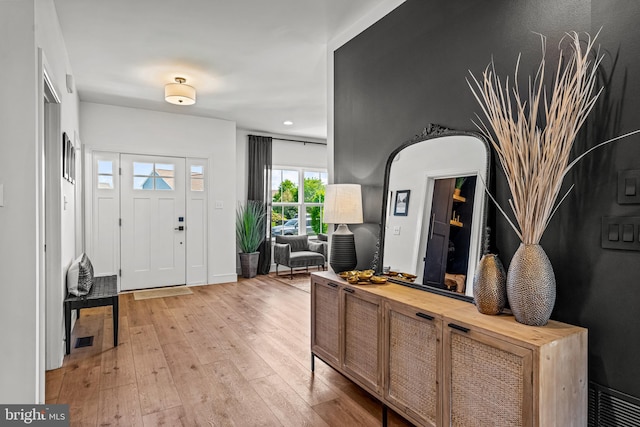 foyer featuring light wood-type flooring