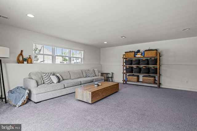 living room with carpet flooring