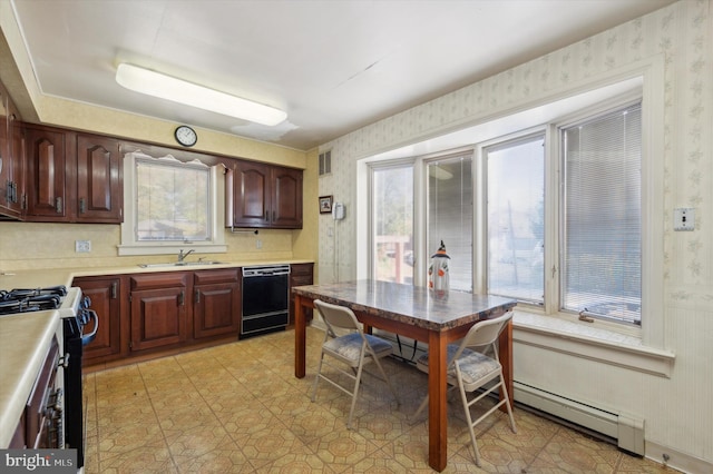 kitchen featuring dishwasher, stainless steel range with gas cooktop, and sink