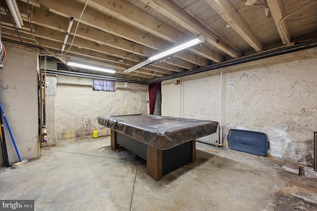 basement with pool table