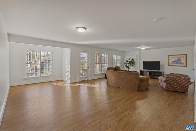 living room with light hardwood / wood-style floors