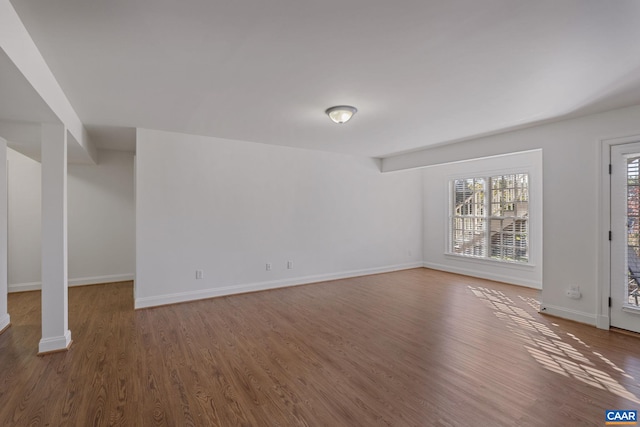 unfurnished living room featuring dark hardwood / wood-style floors