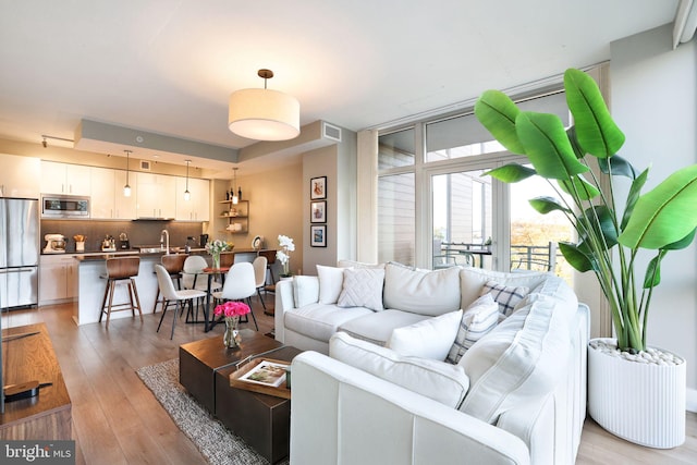 living room featuring light hardwood / wood-style floors