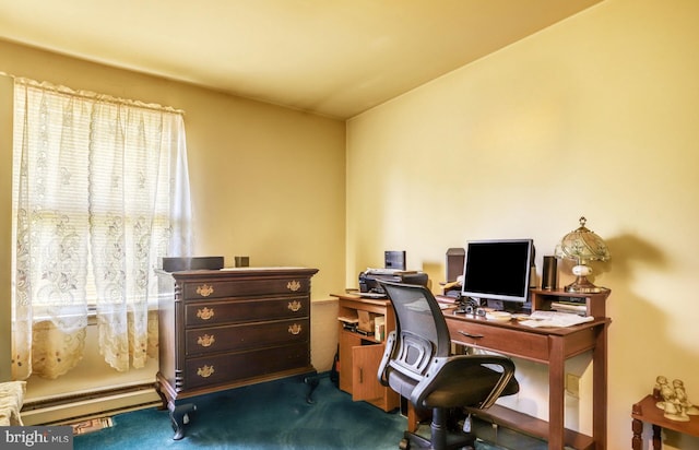 view of carpeted office space