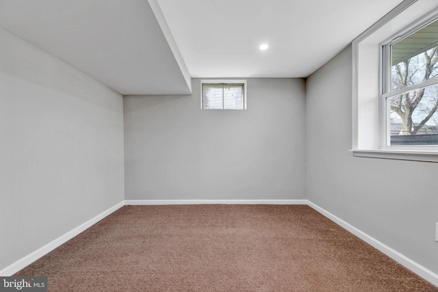 basement featuring carpet