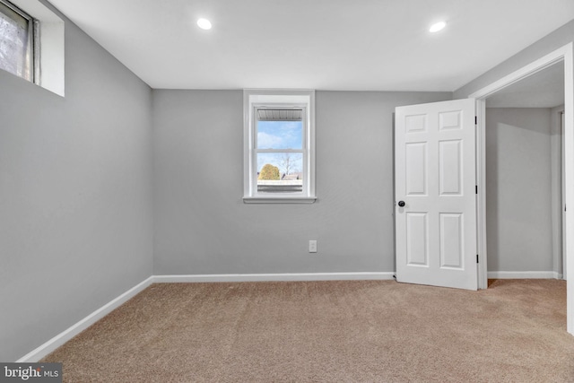 basement with carpet floors