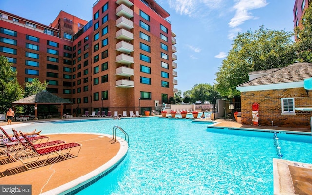 view of pool with a gazebo