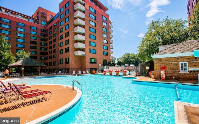 pool with a gazebo