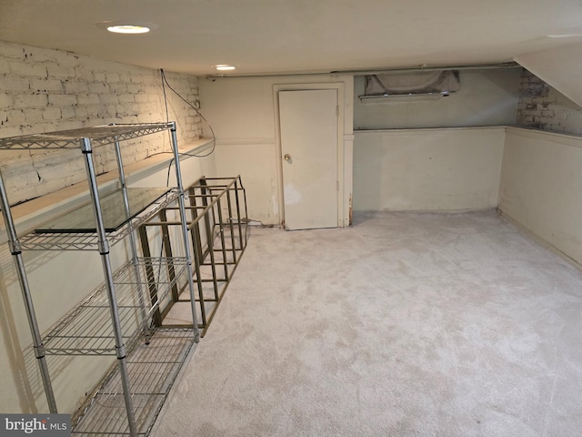 basement with carpet flooring