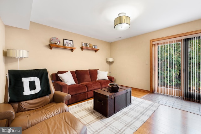 living room featuring light wood-type flooring