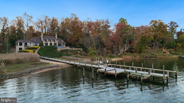 view of dock featuring a water view