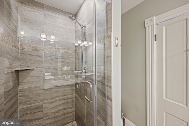 bathroom featuring walk in shower