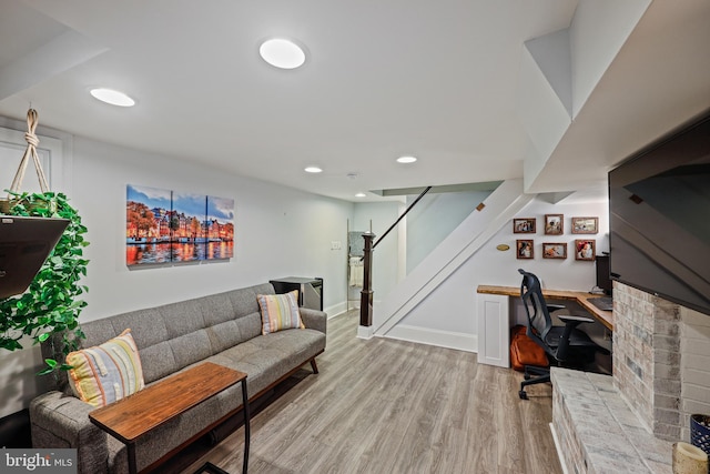 office space featuring light hardwood / wood-style flooring