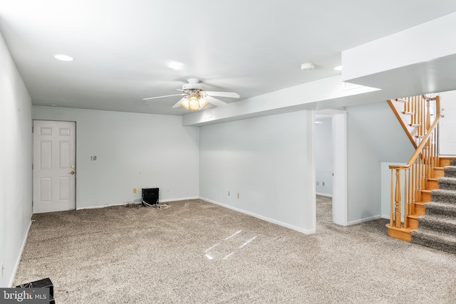 interior space featuring ceiling fan