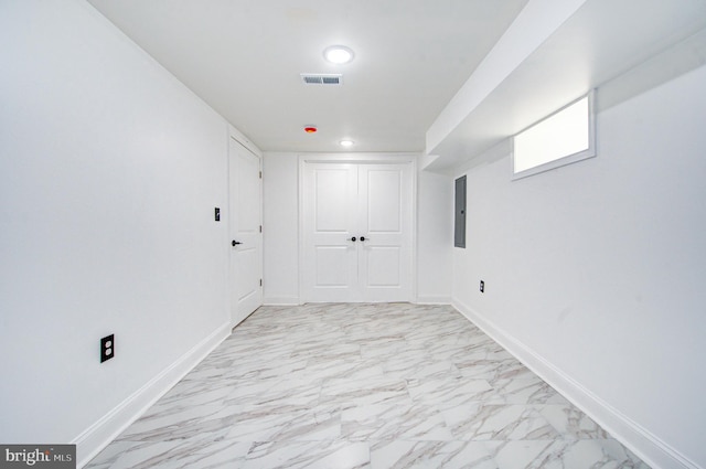 hallway with electric panel