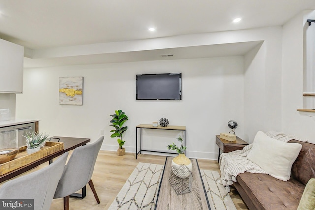 living room featuring light hardwood / wood-style floors