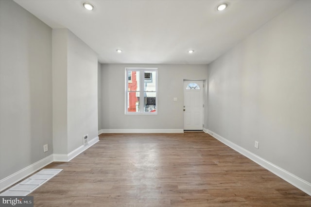 entrance foyer with light wood-type flooring