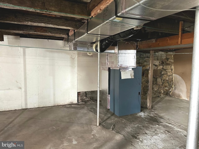 basement with heating unit