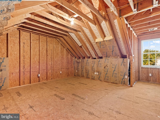 view of unfinished attic