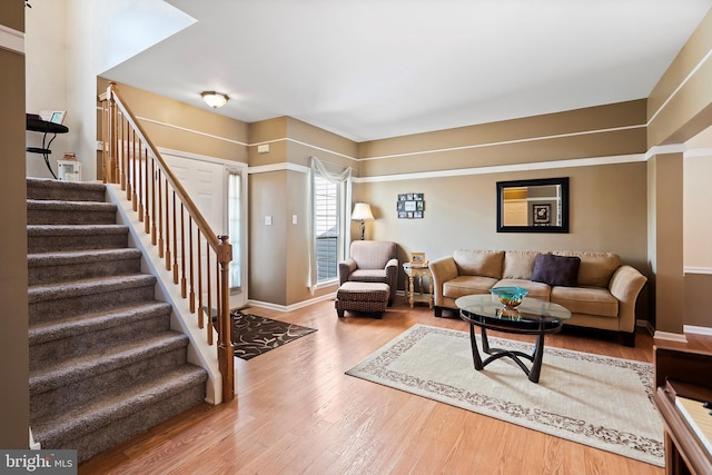 living room with wood-type flooring